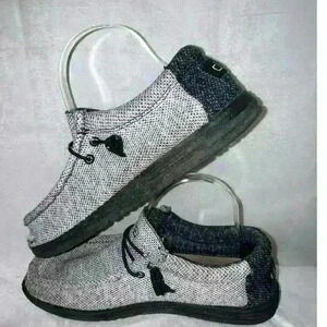 Hey Dude‎ Wally Stretch Poly Slip on Sneaker Mens Sz 8 - Grey & Black (Dark Web)